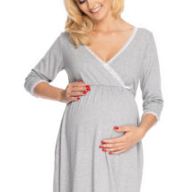 Koszulka nocna Koszula Nocna Ciążowa Model 0178 Grey – PeeKaBoo