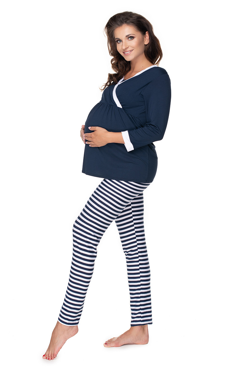 Piżama Ciążowa Model 0150 Navy/White - PeeKaBoo - obrazek 2