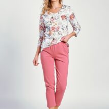 Piżama Damska Model Louisa 3247 White/Malina – Taro