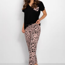 Piżama Damska Model Cathy Black/Pink – Momenti Per Me