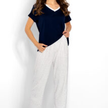 Piżama Damska Model Cindy Navy/Ecru – Momenti Per Me