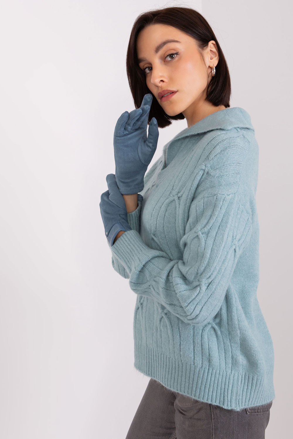 Rękawiczki Model AT-RK-239507.94P Grey/Blue - AT - obrazek 2