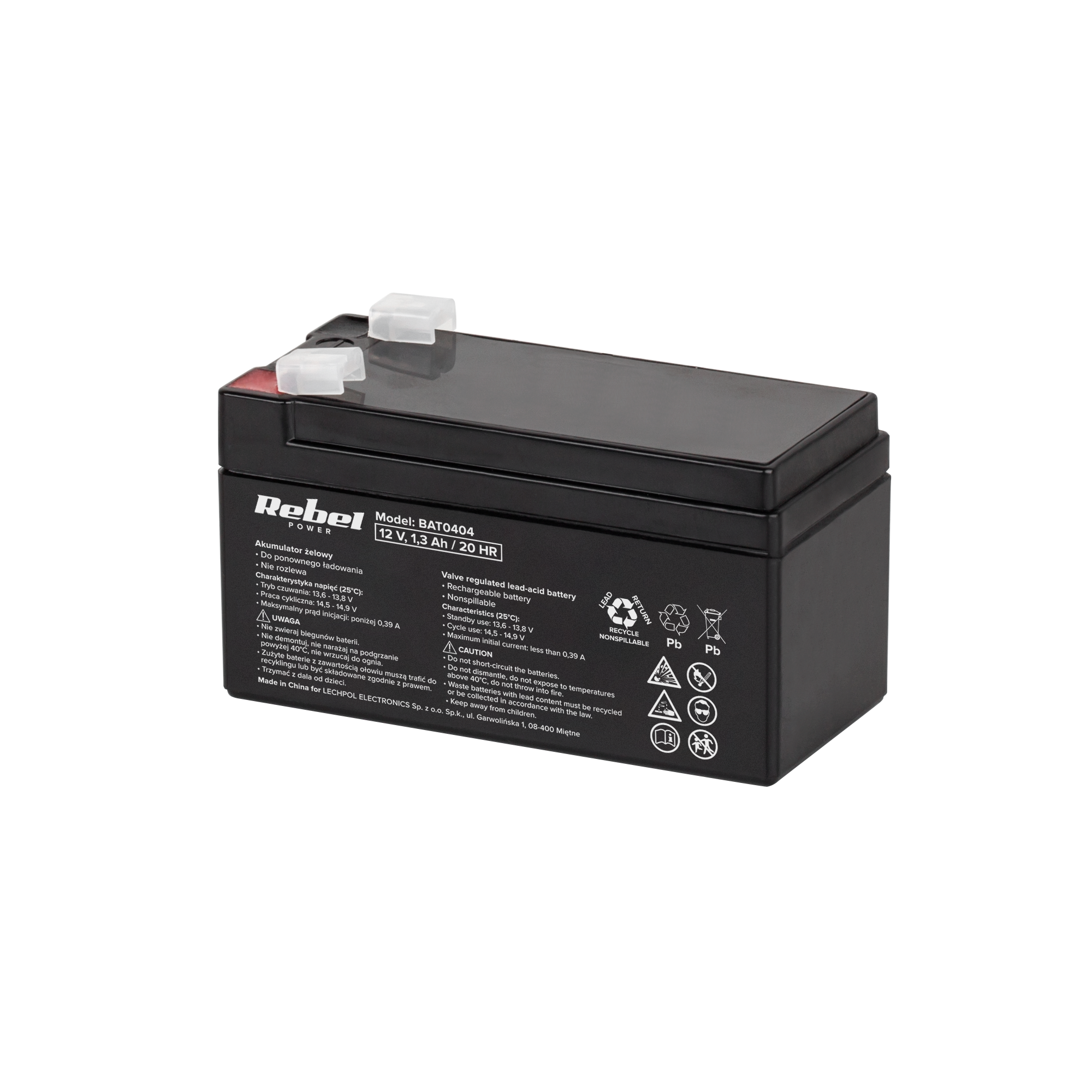 Akumulator żelowy Rebel 12V 1,3Ah