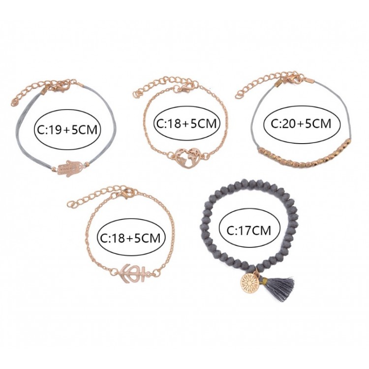 Bransoletka na rękę 5w1 pleciona grafit B327 - obrazek 2