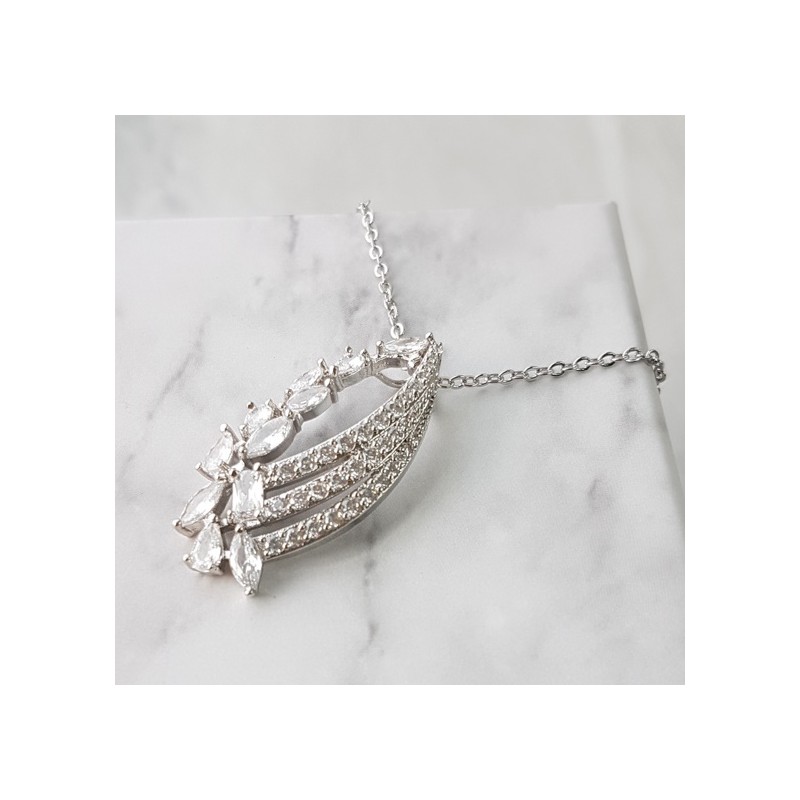 Naszyjnik ze stali chirurgicznej z kryształem NST943S - obrazek 2