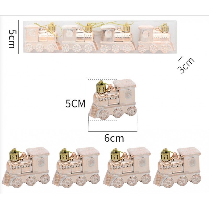 Komplet bombek lokomotywa 4 szt w opakowaniu, bombki na choinkę KSN97