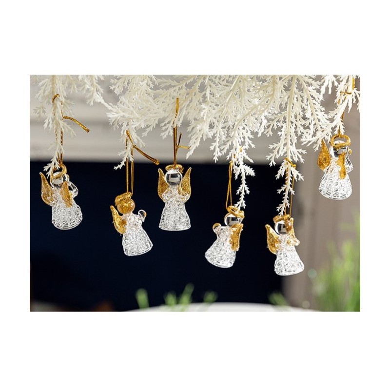 Kryształowe Aniołki wiszące złote, bombki zestaw 6szt w pudełku Boże Narodzenie BSN21 - obrazek 2