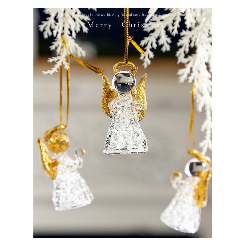 Kryształowe Aniołki wiszące złote, bombki zestaw 6szt w pudełku Boże Narodzenie BSN21 - obrazek 3