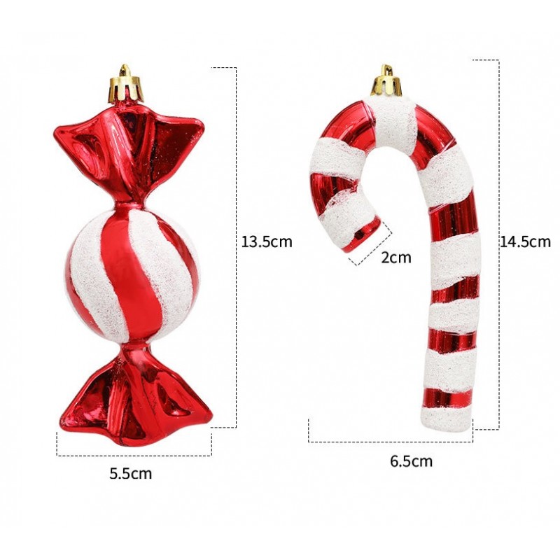 Komplet bombek cukierki 4 szt XL czerwone w opakowaniu, bombki na choinkę BSN51 - obrazek 5