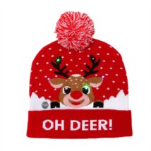 Czapka świąteczna świecąca LED z pomponem, renifer Boże Narodzenie CZ50
