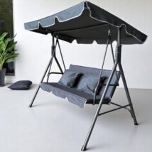 Huśtawka ogrodowa 3-osobowa z baldachimem i 2 poduszkami, grafitowa HO01