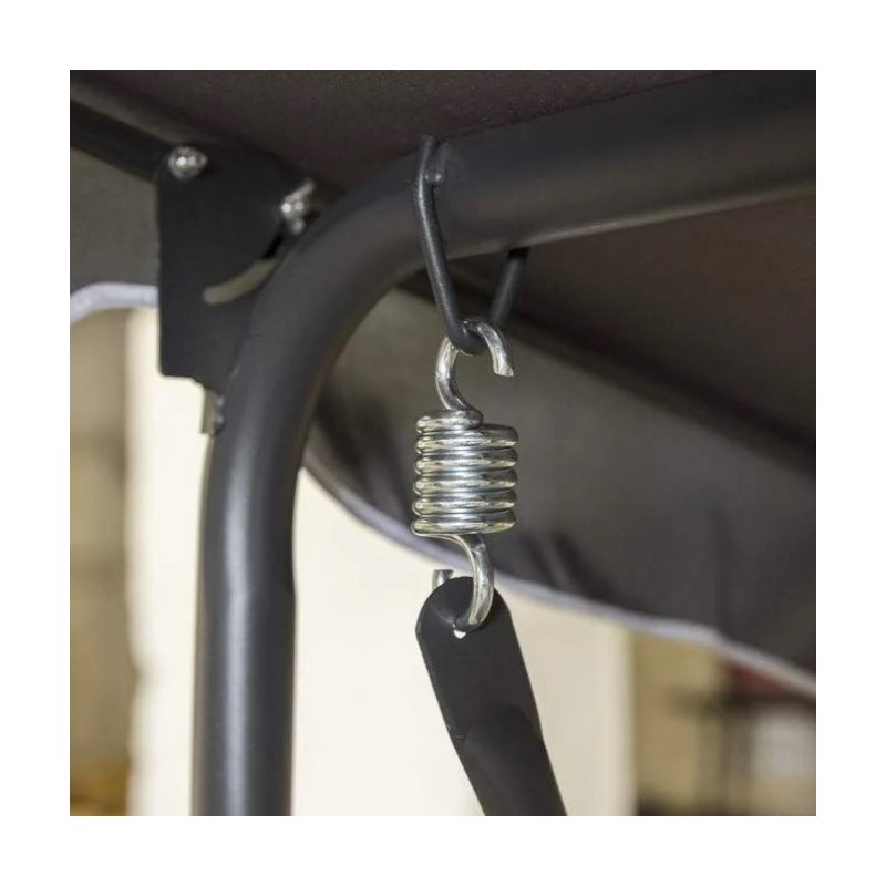 Huśtawka ogrodowa 3-osobowa z baldachimem i 2 poduszkami, grafitowa HO01 - obrazek 6