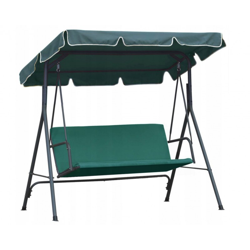 Huśtawka ogrodowa 3-osobowa z baldachimem i 2 poduszkami, zielona HO01ZIE - obrazek 4