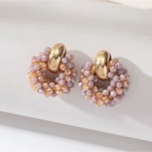 Kolczyki przy uchu ozdobne wianiuszki z koralikami K1712