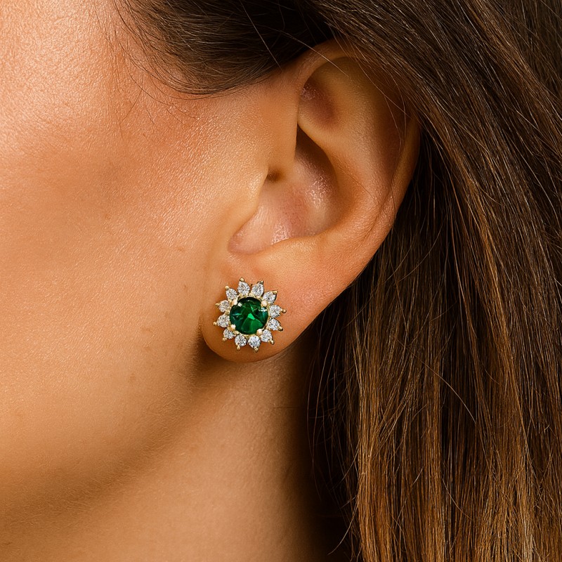 Kolczyki ze stali szlachetnej pozłacane 14k złotem, z cyrkoniami KST3415