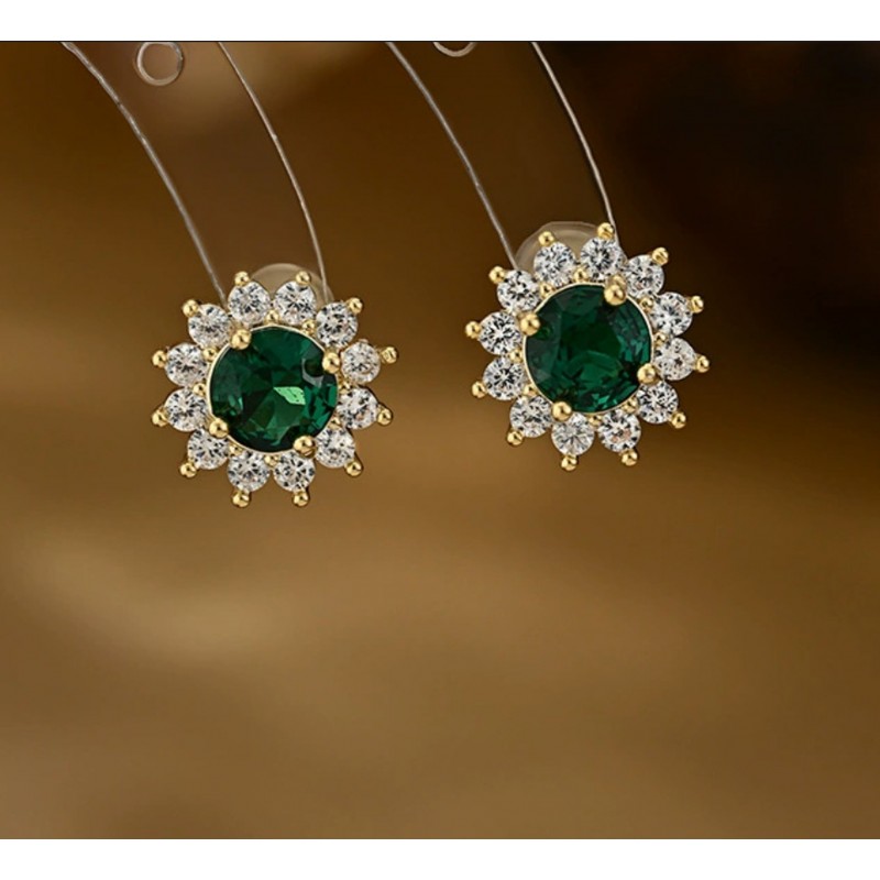 Kolczyki ze stali szlachetnej pozłacane 14k złotem, z cyrkoniami KST3415 - obrazek 2