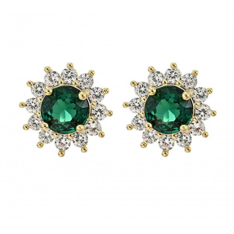 Kolczyki ze stali szlachetnej pozłacane 14k złotem, z cyrkoniami KST3415 - obrazek 3