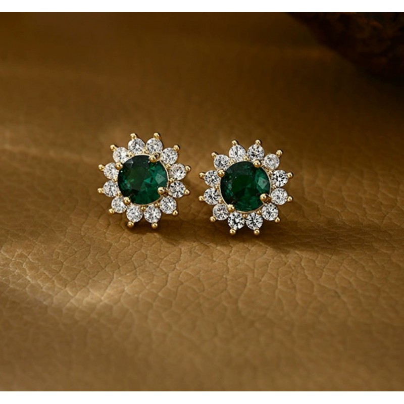 Kolczyki ze stali szlachetnej pozłacane 14k złotem, z cyrkoniami KST3415 - obrazek 4