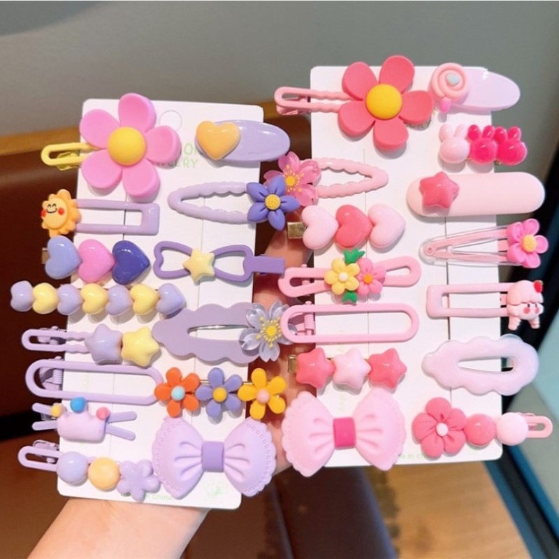 Zestaw pakiet 14w1 spinek wsuwek do włosów, kwiatki, kokardka fiolet SP412 - obrazek 2