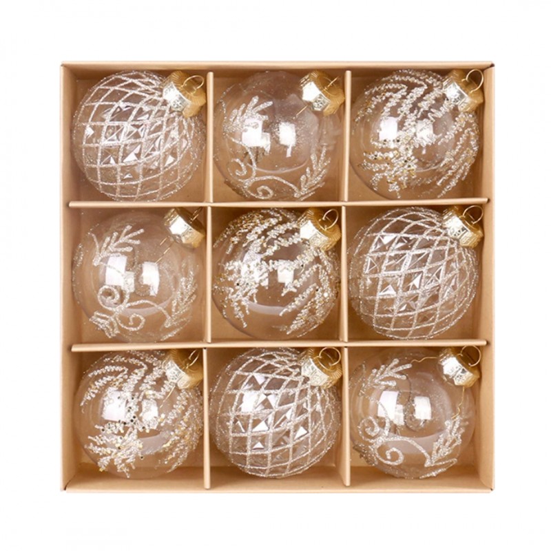 Komplet bombek 9 szt. opakowaniu 8cm, bombki na choinkę BSN61