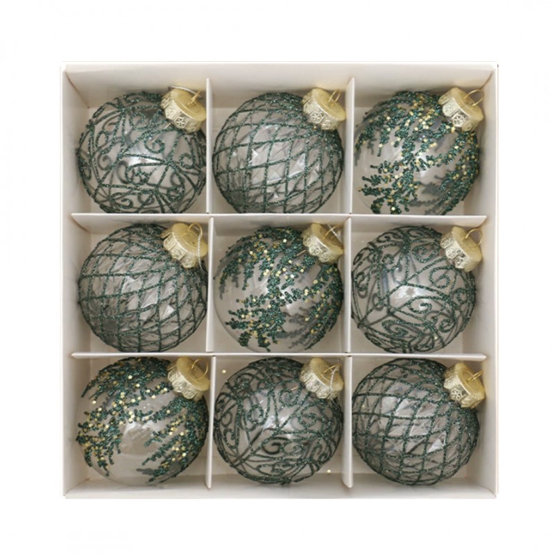 Komplet bombek 9 szt. opakowaniu 8cm, bombki na choinkę BSN62