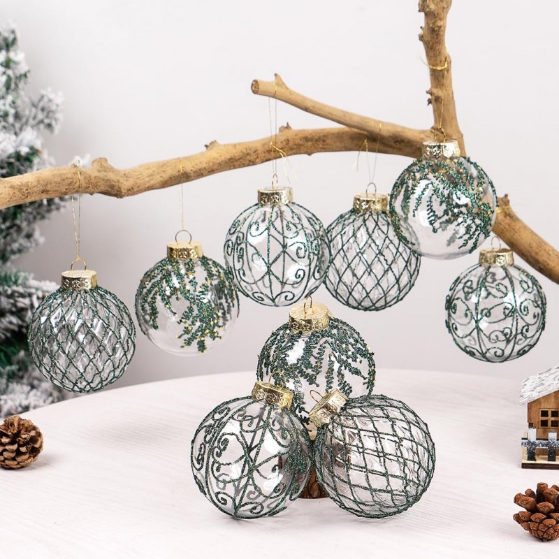 Komplet bombek 9 szt. opakowaniu 8cm, bombki na choinkę BSN62 - obrazek 2