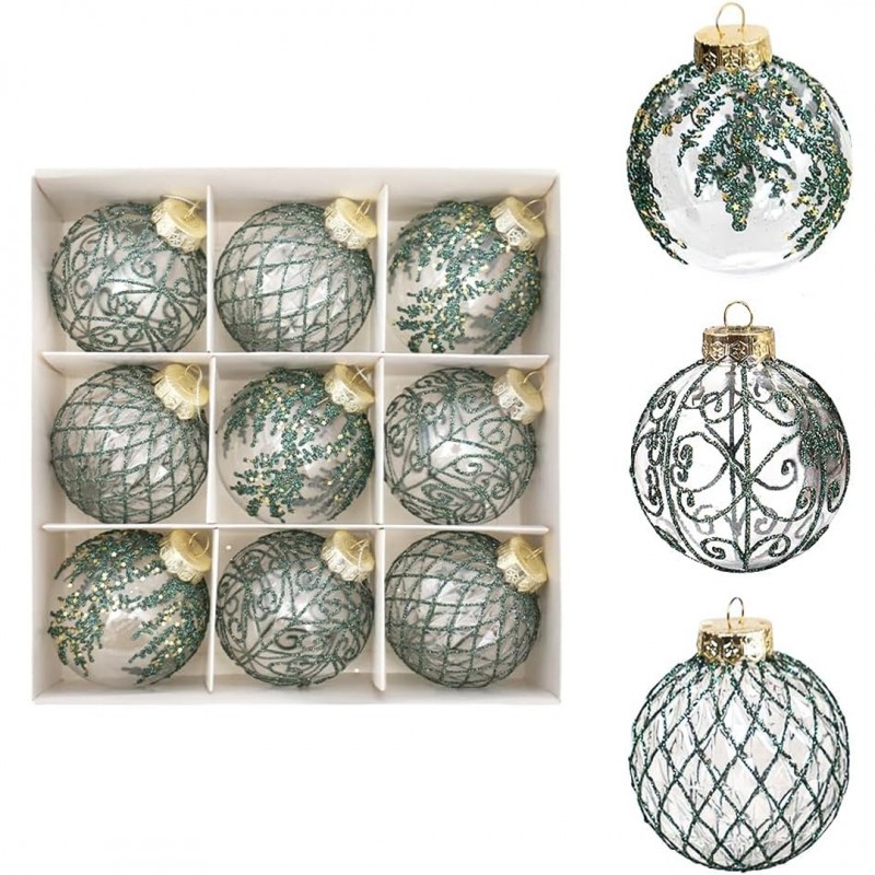 Komplet bombek 9 szt. opakowaniu 8cm, bombki na choinkę BSN62 - obrazek 3