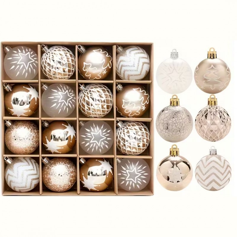 Komplet 16 sztuk bombek w opakowaniu 6cm złote, bombki na choinkę BSN55