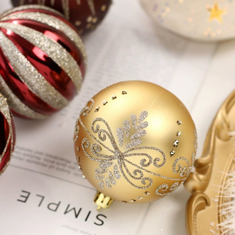 Komplet bombek 16szt w opakowaniu 8cm złote, czerwone, bombki na choinkę BSN58 - obrazek 3