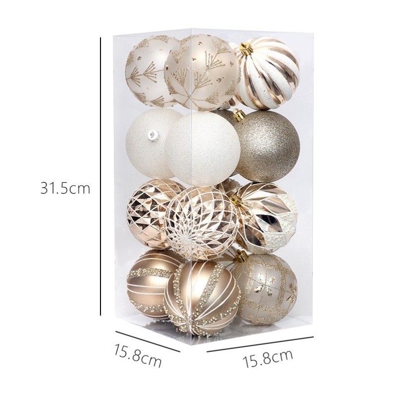 Komplet bombek 16szt w opakowaniu 8cm złote, czerwone, bombki na choinkę BSN58 - obrazek 4