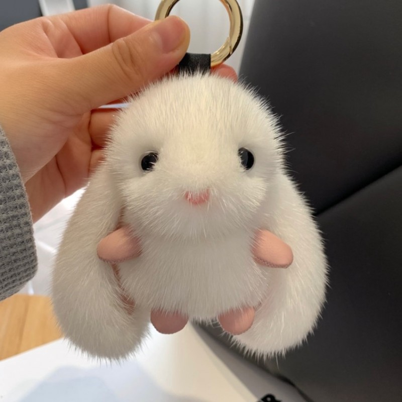 Brelok do kluczy Króliczek puchaty biały BRL340B - obrazek 2