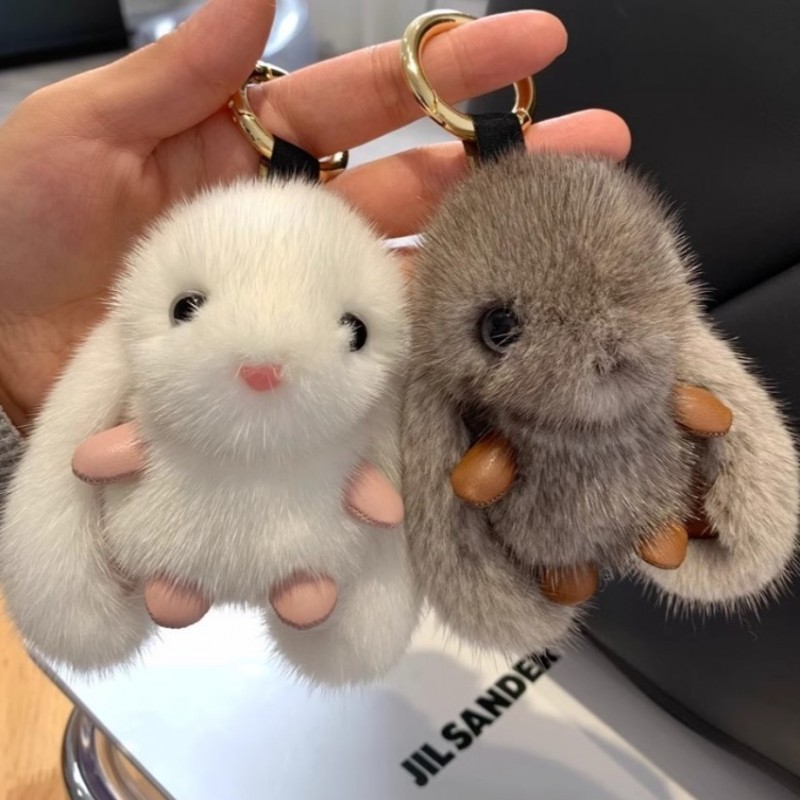 Brelok do kluczy Króliczek puchaty biały BRL340B - obrazek 3