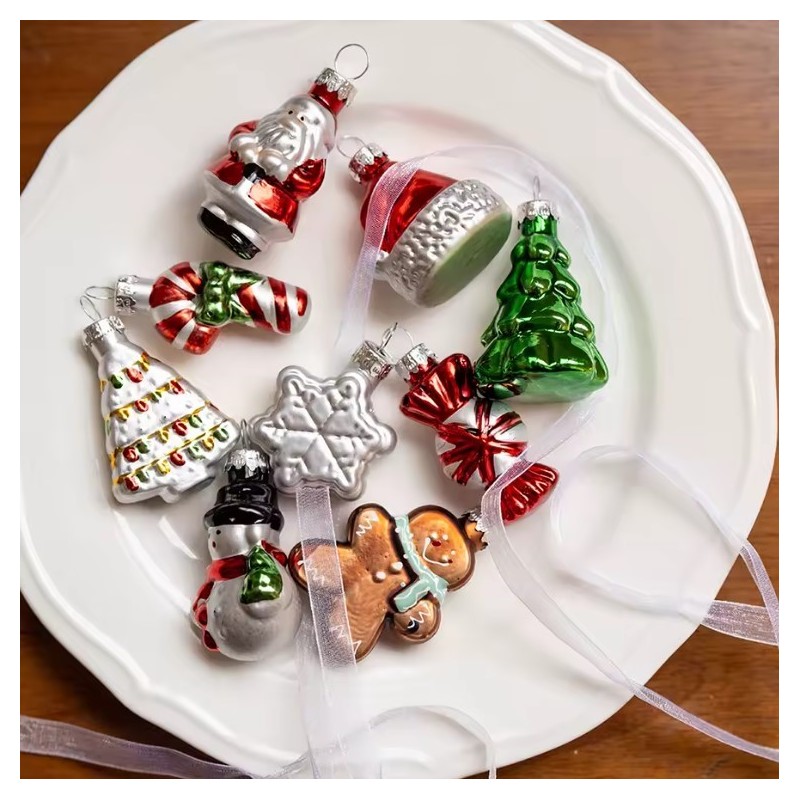 Komplet bombek bożonarodzeniowych szklanych 9 szt. w opakowaniu BSN64 - obrazek 2