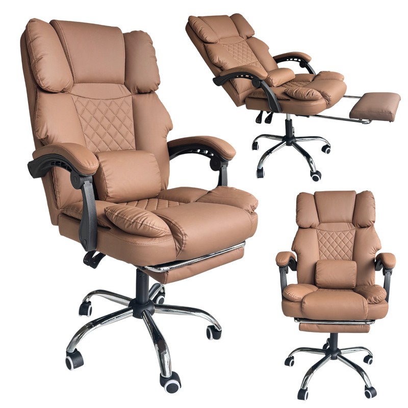 Fotel biurowy obrotowy MASTER PRESTIGE, podnóżek i masażer- ecoskóra kawowy KO42CAP - obrazek 2