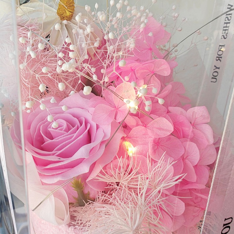 Bukiet zapachowych kwiatów mydlanych w pudełku na prezent, świecące LED BUK21 - obrazek 4