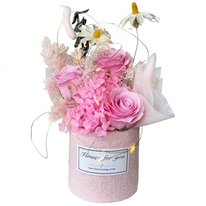 Bukiet zapachowych kwiatów mydlanych w pudełku na prezent, świecące LED BUK21 - obrazek 5