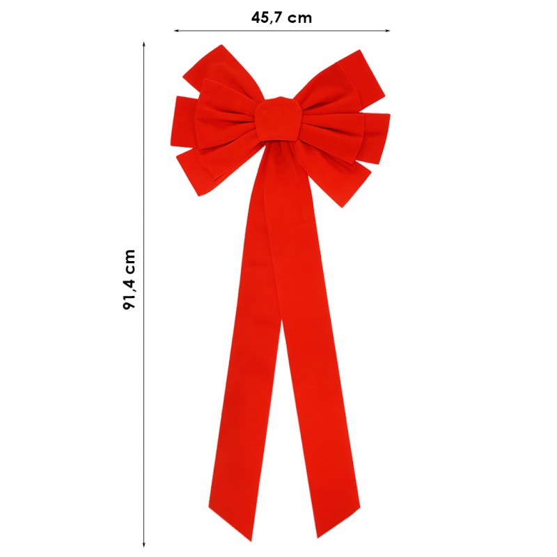 Duża czerwona kokarda ozdoba świąteczna na drzwi, choinkę 45,7 x 91,4cm WOZ46 - obrazek 3