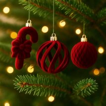 Komplet bombek na choinkę w opakowaniu, bombki welurowe 28szt. bordowe BSN76