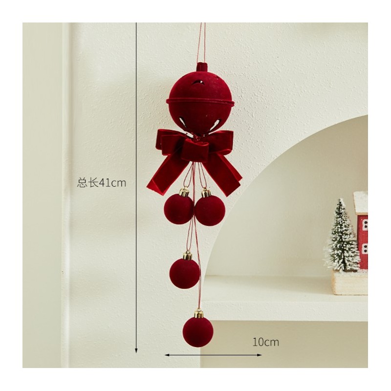 Zawieszka na choinkę, dzwoneczek z kokardą i bombkami, 1 sztuka 34cm WOZ49 - obrazek 3
