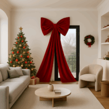 Czerwona kokarda XXL, welurowa ozdoba świąteczna 75 x 200 cm WOZ55