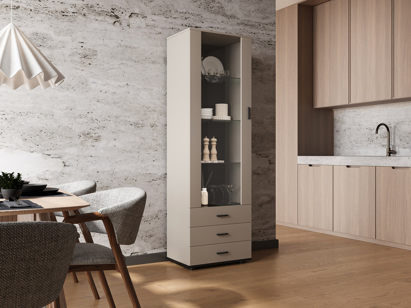 Witryna S1 SOHO 60x41x192 kaszmir+ czarny - obrazek 4