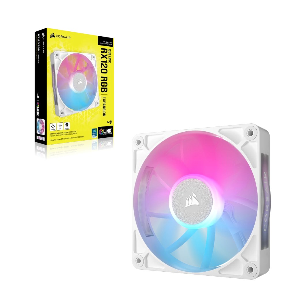 Corsair iCUE LINK RX120 RGB Obudowa komputera Wentylator 12 cm Biały 1 szt. - obrazek 4
