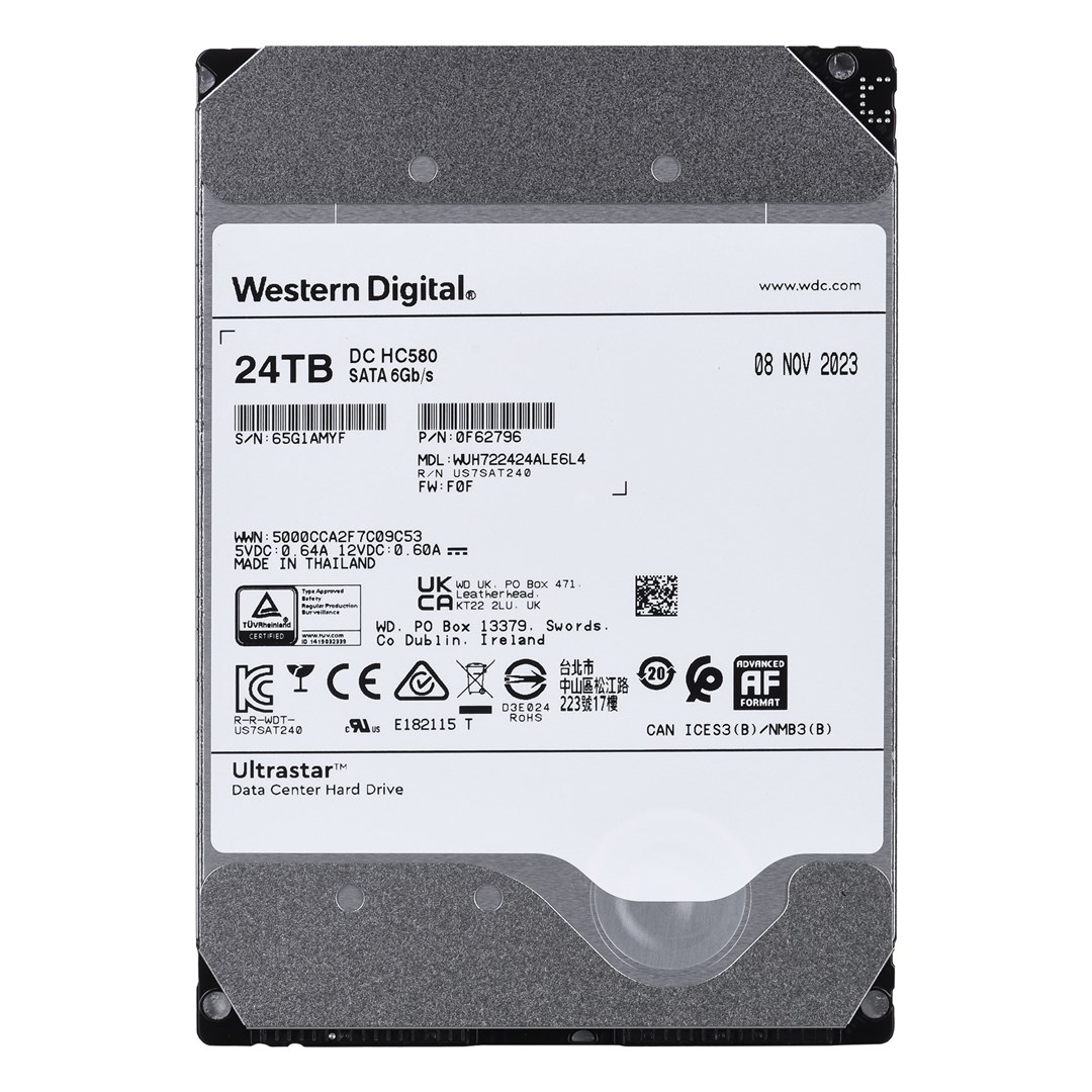 Dysk serwerowy HDD Western Digital Ultrastar DC HC580 WUH722424ALE6L4 (24 TB; 3,5"; SATA)
