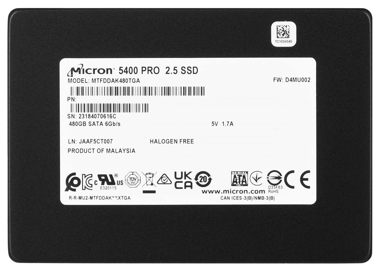 Dysk SSD Micron 5400 PRO 480GB SATA 2.5" MTFDDAK480TGA-1BC1ZABYYR (DWPD 1.5) - obrazek 3