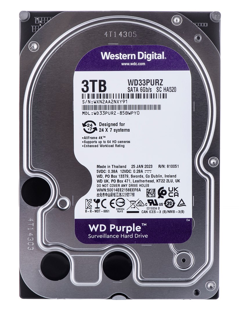 Dysk HDD WD Purple WD33PURZ (3 TB ; 3.5"; 256 MB; 5400 obr/min) - obrazek 3