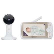 Motorola | Elektroniczna niania wideo Full HD Wi-Fi z uchwytem do łóżeczka | VM65X CONNECT 5.0″ | Kolorowy wyświetlacz LCD o przekątnej 5,0″ i rozdzielczości 480 x 272; Kołysanki; Monitorowanie temperatury w pomieszczeniu; Noktowizor w podczerwieni;