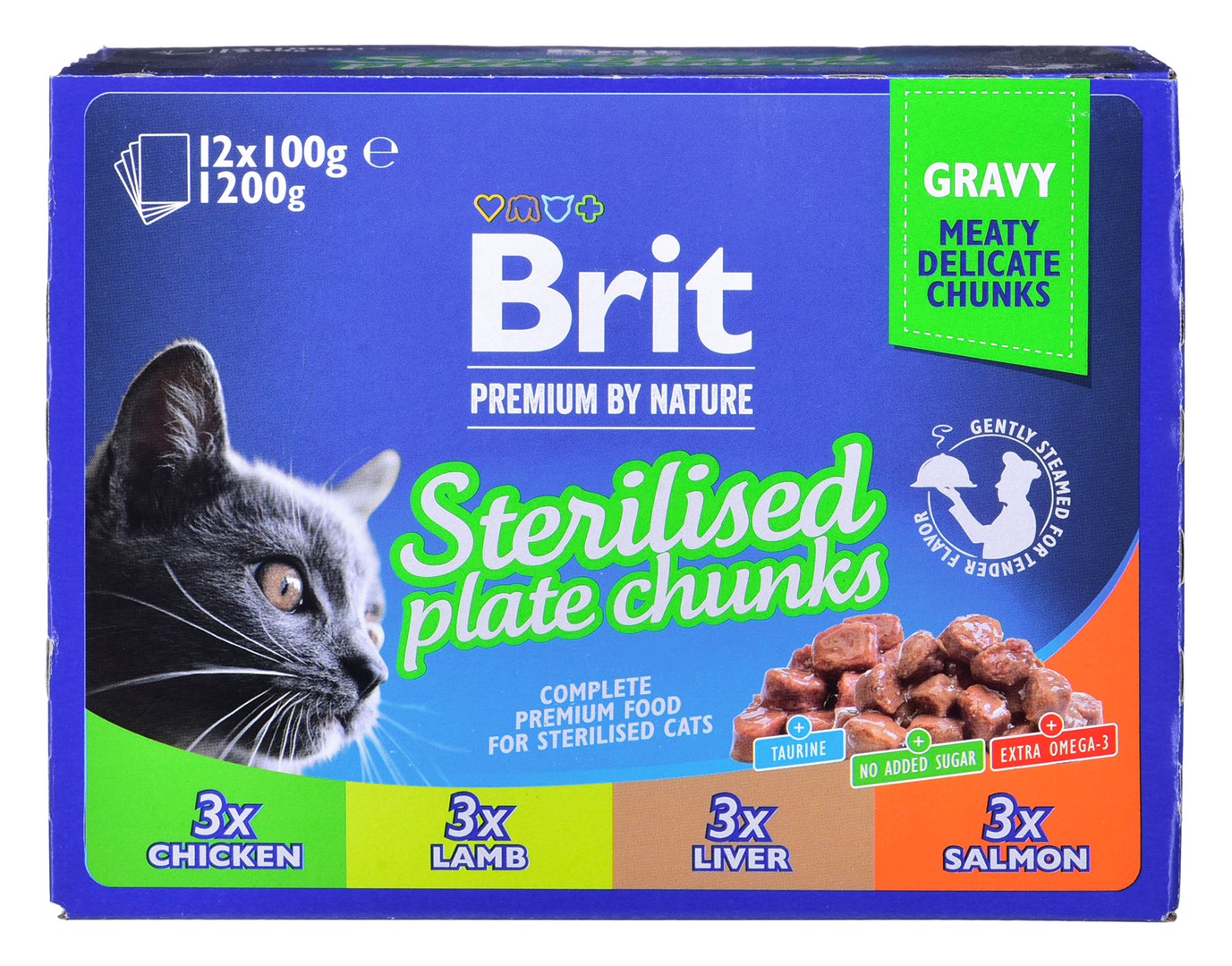 BRIT Premium Cat Sterilised Plate - mokra karma dla kota - 12x100 g - obrazek 3