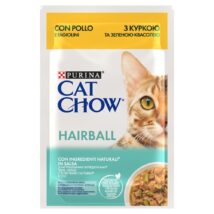 Purina Cat Chow Hairball z kurczakiem i zieloną fasolką w sosie – mokra karma dla kota – 85 g