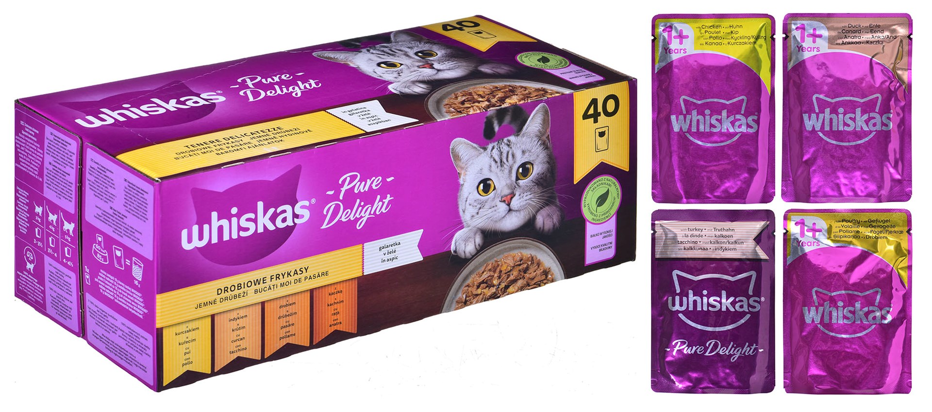 WHISKAS Pure Delight Drobiowe Frykasy w galaretce - mokra karma dla kota - 40 x 85g - obrazek 4