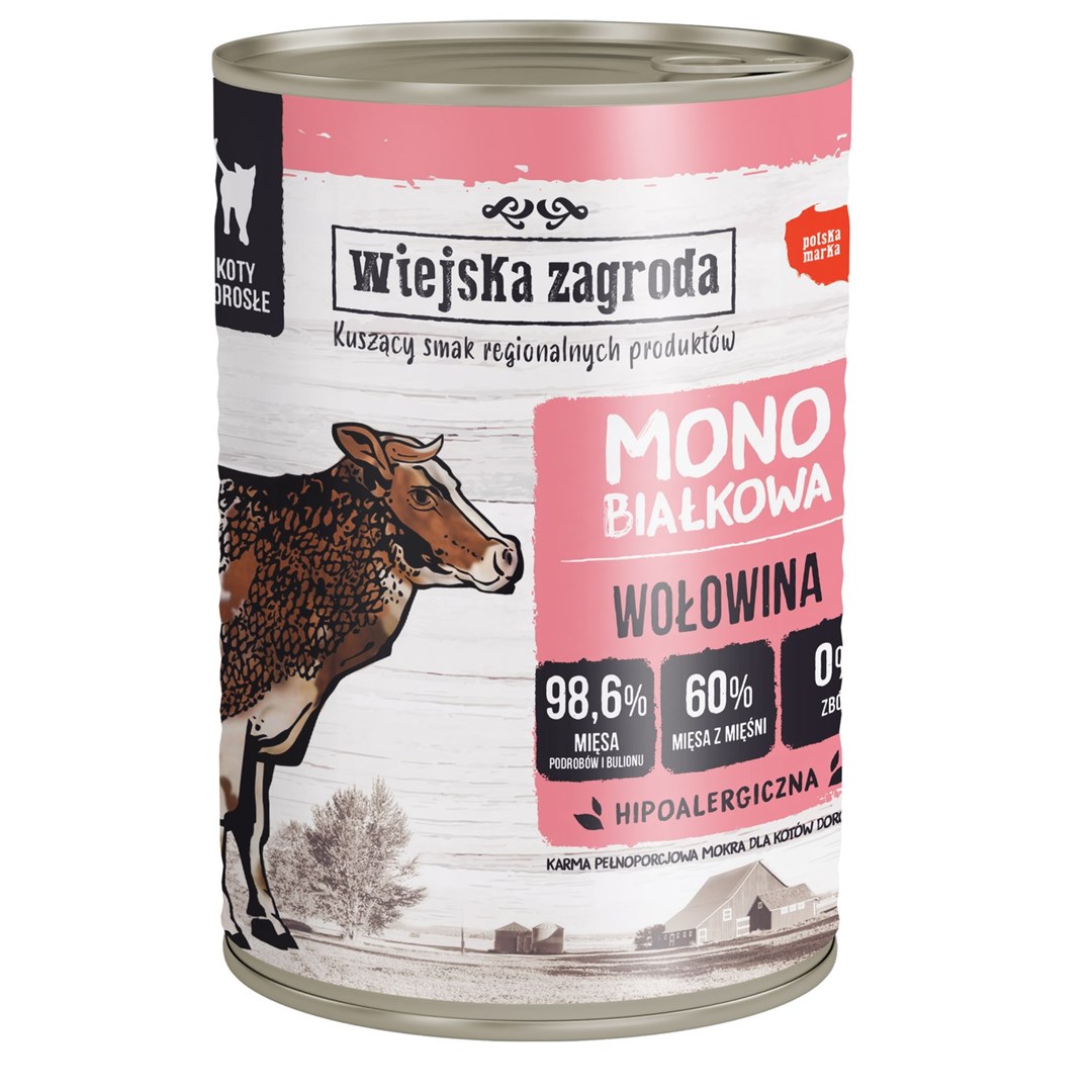 Wiejska Zagroda Monobiałkowa dla kota Wołowina 400g